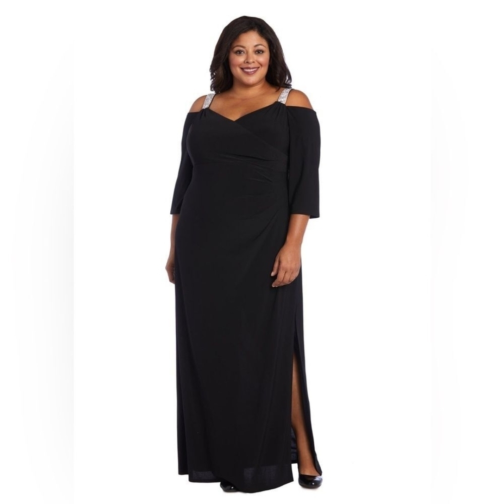 Elegant Black Off-Shoulder Dress 20W